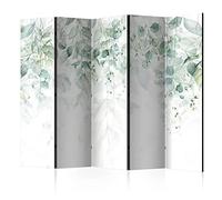 murando - Paravent à Deux côtés 225x172 cm - Séparateur de pièce en Bois Naturel avec Toile imprimée Pliable - Forêt Jungle Arbres Feuilles Nature Tendances Couleurs de Nature b-C-0615-z-c
