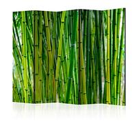 murando - Paravent intérieur à Deux côtés 225x172 cm - Séparateur de pièce en Bois Naturel avec Toile imprimée Pliable - Bambous forêt Nature orienter Les Plantes Zen Vert b-B-0191-z-c