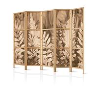 murando - Paravent Intérieur Japonais 225x171 cm - Séparateur de Pièce en Bois Naturel et Toile Imprimée - Paravent Oriental Portable et Pliable - Design Naturel Élégant en Marron b-H-10115-bh-f