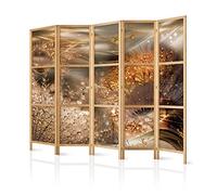 murando - Paravent Intérieur Japonais 225x172 cm - Séparateur de Pièce en Bois Naturel - Paravent Oriental Portable et Pliable - Design Féérique avec Gouttes Étincelantes b-A-0360-z-c