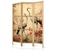 murando - Paravent Japonais Décoratif Intérieur, Beige, 135x172 cm | 3 Panneaux, Toile Imprimée, Séparation de Pièce, Impression sur une Seule Face, Pliable, Cadre en Bois, Moderne pour Chambre