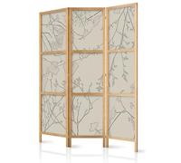 murando - Paravent Japonais Décoratif Intérieur, Beige, 135x172 cm | 3 Panneaux, Toile Imprimée, Séparation de Pièce, Impression sur une Seule Face, Pliable, Cadre en Bois, Moderne pour Chambre