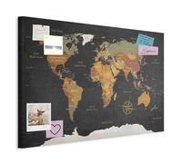 murando - Tableau à Épingles et Peinture sur Toile Combinés 120x80 cm - Avec Crochets Clous et Punaises Argentées - Panneau en Fibres pour Notes et Affichage - Carte du monde k-C-0048-v-a