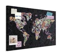 murando Tableau à Épingles, Panneau en Fibres de Bois Carte du Monde 120x80 | Punaises Incluses, Panneau et Tableau sur Toile 2-en-1, Décoration Murale, Idéal pour Notes au Bureau, Idée Cadeau