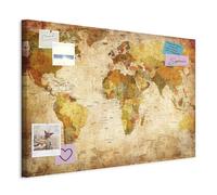 murando Tableau à Épingles, Panneau en Fibres de Bois Carte du Monde 120x80 | Punaises Incluses, Panneau et Tableau sur Toile 2-en-1, Décoration Murale, Idéal pour Notes au Bureau, Idée Cadeau