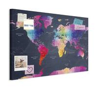 murando Tableau à Épingles, Panneau en Fibres de Bois Carte du Monde 120x80 | Punaises Incluses, Panneau et Tableau sur Toile 2-en-1, Décoration Murale, Idéal pour Notes au Bureau, Idée Cadeau