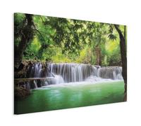 murando - Tableau Décoration Murale Salon, Feuilles Nature, 60x40 cm | Clous Inclus, Impression sur Toile, Tableaux, Posters et Arts Décoratifs, Arbres Paysage Rivière Thaïlande Eau Cascade