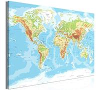 murando Tableau en Liège Mural Décoratif Carte du Monde 120x80 cm | Punaises Incluses, Panneau en Liège et Tableau sur Toile 2-en-1, Décoration Murale, Idéal pour Notes au Bureau, Idée Cadeau
