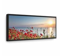 murando - Tableau Mural Peinture acrylique texturée Paysage Fleurs De Coquelicots 60x20 cm - Impression sur Toile avec Cadre - Art décoratif Moderne maison salon chambre - Décoration c-B-10228-b-a
