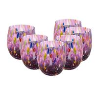 MurArt Carafes de Murano Set de 6 carafes de 400ml Collection Ondes en verre soufflé à la main fabriqué artisanalement en Italie (Améthyste, Carafes 6 pièces)