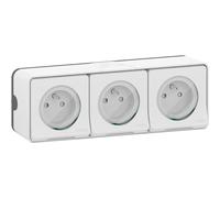 Mureva Styl - Triple PC 2P+T horiz. précâblée - saillie - IP55 - IK08 - blanc - SCHNEIDER ELECTRIC - MUR36039