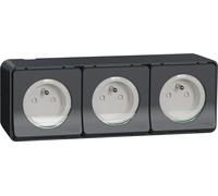 Mureva Styl - Triple PC 2P+T horiz. précâblée - saillie - IP55 - IK08 - gris - SCHNEIDER ELECTRIC - MUR36037
