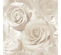 Muriva Madison 139524 Papier peint à paillettes Motif floral Grandes roses Crème