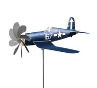 Murman Girouette D'avion En Métal - Moulin À Vent Pour Décoration De Pelouse Cour Et Jardin 35x18x9cm - Résistant Aux Intempéries - Bleu