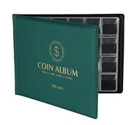 MUROAD Album de Collection pour 240 Pièces de Monnaie, Convient pour Diamètre Inférieur à 3cm, Livre Pieces de Monnaie Collection(Vert)