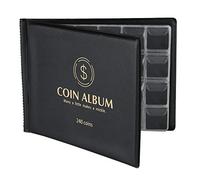 MUROAD Album de Collection pour 240 Pièces de Monnaie, Convient pour Diamètre Inférieur à 3cm, Livre Pieces de Monnaie Collection (Noir)