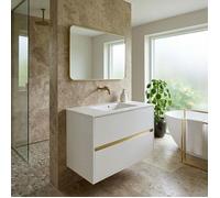 Musea Meuble avec simple Lavabo - Blanc et Or brossé - Essebagno