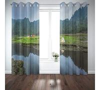 Musesh Rideaux occultants à 2 panneaux de 132 x 150 cm - Pour le camping au bord du lac de la rive - Pour chambre à coucher, salon