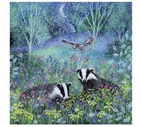 Museums and Galleries Superbe carte de vœux artistique vierge de la gamme Coast and Country - Blaireaux clairs de lune par Lucy Grossmith - pour elle ou lui