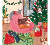 Museums & Galleries Cartes de Noël caritatives - Chats de Noël - Écologiques et recyclables - Lot de 5 cartes