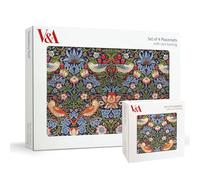 Museums & Galleries Lot de 4 sets de table et dessous de verre avec envers en liège - Motif voleur de fraises William Morris - Sets de table V & A pour la maison