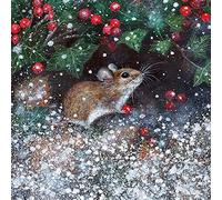 Museums & Galleries Lot de 8 cartes de Noël - « Winter Mouse » - Joli design avec souris mignonne, lierre et baies - La gamme Christmas Classics - 8 cartes de 1 design