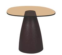 Mush-table basse organique d50 cm en verre fumé et métal rust