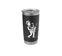 Musicien jazz vintage des années 1930 jouant du saxophone Gobelet isotherme en acier inoxydable double paroi