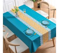 Musihy Nappe Bulgomme Rectangulaire, 120x170cm Nappe Patchwork Florale pour Salle à Manger, Cuisine, fêtes, Bleu Ciel-StyleA