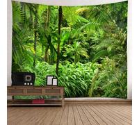Musihy Tapisserie de forêt | Polyester Forêt de Plantes Tropicales Tapisseries Decoration pour Maison Salon Chambre Dortoir | Vert, 350x256cm