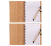 MUSISALY 2 Ensembles Cahier à Spirale Couverture Bambou | Papier et Bambou, Signet Intégré, Style Simple et Élégant, pour Enseignants et Personnels de Bureau