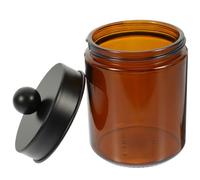 MUSISALY Bocal en Verre Teinté Ambre avec Couvercle Noir, Pot Multifonction de Rangement Hermétique pour Bougies D'aromathérapie, Stockage Thé et Aliments, Petit Conteneur la Cuisine