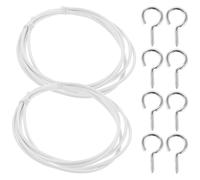 MUSISALY Kit Suspendre de Rideaux Blanc Câble Flexible en PVC et Métal 2 Sets Incluant Œillets et Crochets pour Rideaux ou Baie Vitrée