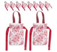 MUSISALY Lot de 10 sachets à en tissu imprimé floral en toile, sacs à bonbons pour mariage avec style élégant et cordon