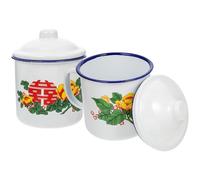 MUSISALY Lot de 2 Tasses à Thé en Émail Rétro 500ml, Style Chinois Classique, Résistantes la Rouille et Anti-brûlure, Fêtes Quotidien Plusieurs styles