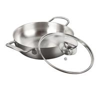 MUSISALY Marmite à Nouilles Coréenne 22 Cm en Acier Inoxydable sans Aimant Couleur Dorée avec Couvercle en Verre, Casserole à Soupe Camping, Cuisson Uniforme, Ustensile la Cuisine Inox