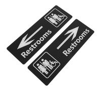 MUSISALY Plaque Signalétique Adhésive en Acrylique Noir pour Toilettes avec Flèche Directionnelle, Lot de 2, Design Minimaliste, pour Porte et Mur Restaurants