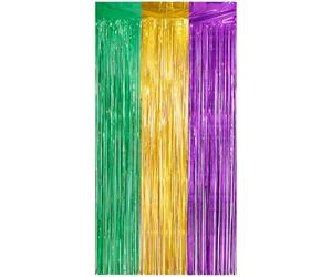 MUSISALY Rideau à Franges Vert Jaune Violet 1M X 2M en Pet Solide pour Décoration Suspendue de Fête Saint-Patrick et Anniversaire Fond à Franges pour Porte et Plafond