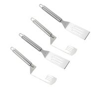 MUSISALY Spatules Ustensiles Cuisine Multifonctions Jeu de 4 en Acier Inoxydable Argenté Poignée Ergonomique pour Steak et Pizza Maison