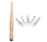 MUSISALY Stylo à Plume Vintage pour Calligraphie avec Grip Stable en Bois et Acier, Ensemble 1 Set avec Pointe Incurvée et Tige Irrégulière pour Effets Artistiques
