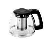 MUSISALY Tisanière avec Poignée Ergonomique Noire Théière en Verre avec Filtre en Acier Inoxydable de 1l Domestique Maison Bureau