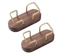 muso wood Lot de 2 porte-cartes de visite en bois de noyer et laiton - Pour bureau, magasin, stand d'exposition, bureau