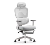 MUSSO E600SE Chaise ergonomique de bureau, dossier lombaire réglable sur 3 niveaux, accoudoir et appui-tête 3D réglables avec repose-pieds, conçue pour protéger la colonne vertébrale des femmes (Gris)