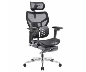 MUSSO X700 Chaise de Bureau avec Soutien Lombaire GlideTrack, Noir | Accoudoirs 6D, Appui-tête 4D, Assise coulissante et Repose-pieds, CloudMesh, Inclinaison 5 niveaux