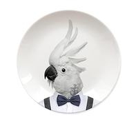 Mustard M12006H Assiette plate ronde Wild dining Cacatoès Colin Céramique Blanc D23 x H2 cm