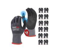 Mustbau 12 Paires Gants de Travail à Écran Tactile, Gants Nitrile Résistants à l'Abrasion, Convient pour Jardinage, Mécanique
