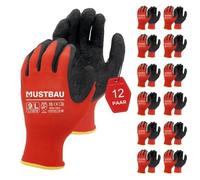 Mustbau 12 Paires Gants de Travail EN 388 Revêtement en Latex et Polyester, Gants Tricoté sans Couture Résistants à l'Abrasionet
