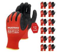 Mustbau 12 Paires Gants de Travail EN 388 Revêtement en Latex et Polyester, Gants Tricoté sans Couture Résistants à l'Abrasionet