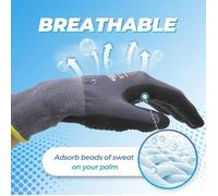 Mustbau 3 Paires Gants de Travail Anti-Abrasion - Ecran Tactile - Nitrile - Taille M - EN388
