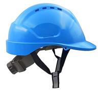 Mustbau Casque de Chantier EN397, Casque de Sécurité Construction avec Sangle 6 Points, 52 à 66cm Tour de tête réglable, Très Respirant pour Hommes, Femmes - Bleu